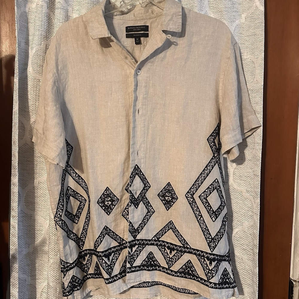 Banana Republic Pascal‎ 100% Linen Resort Shirt Men's Size M